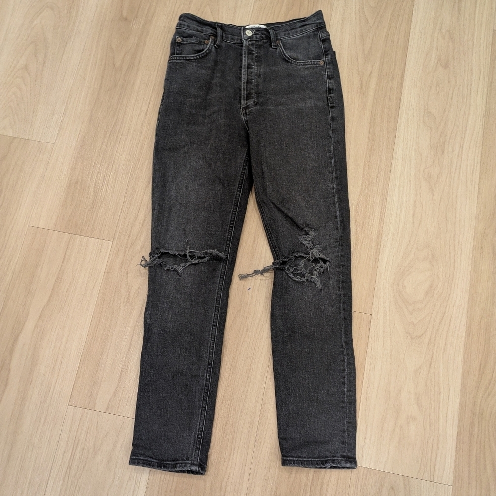 Agolde Nico High Rise Slim in Cassette Size 26 In Dark Grey